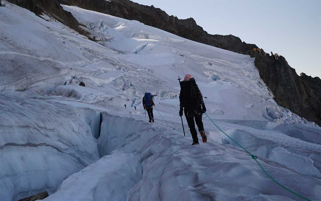 Title Going Between Crevasses on Sahale Peak