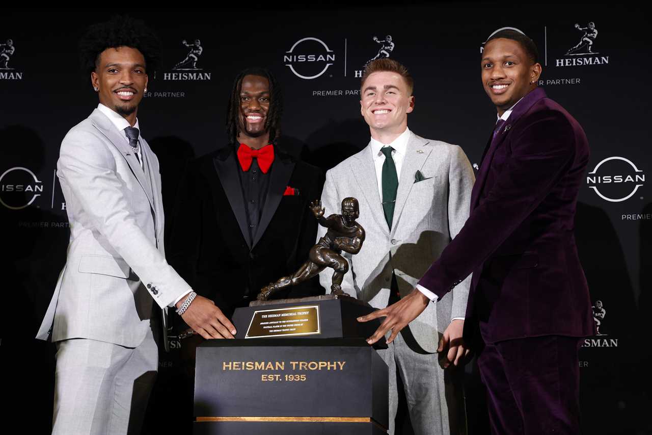 Photos of Ohio State receiver Marvin Harrison Jr. at the Heisman ceremony