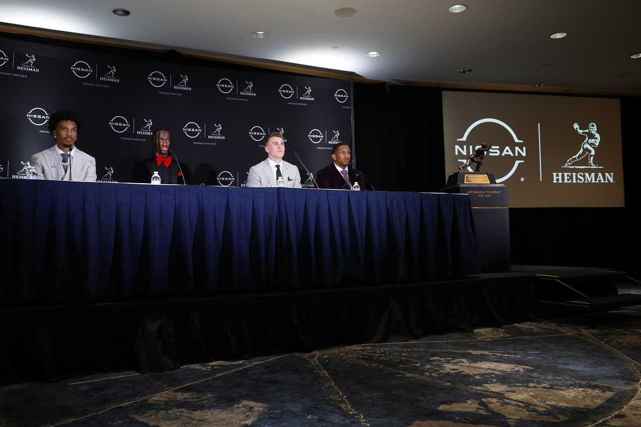 Photos of Ohio State receiver Marvin Harrison Jr. at the Heisman ceremony