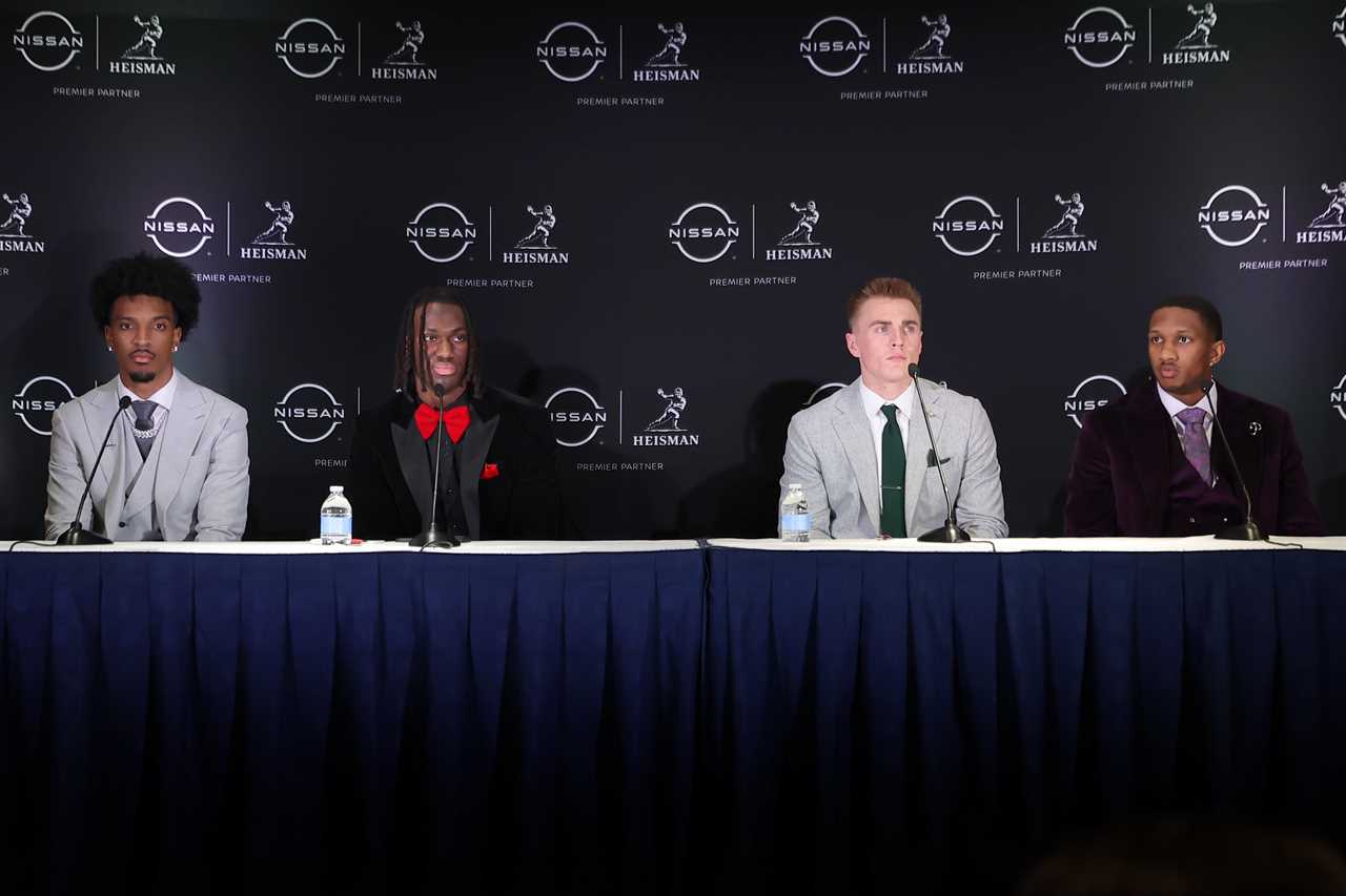 Photos of Ohio State receiver Marvin Harrison Jr. at the Heisman ceremony