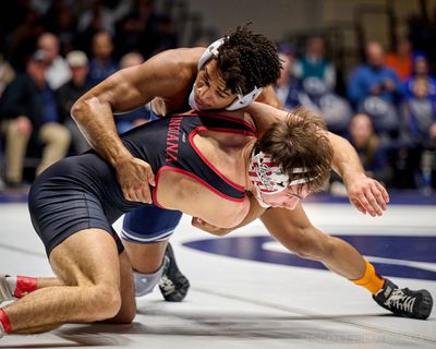 Carter Starocci controlling Robert Major during their match in Rec Hall