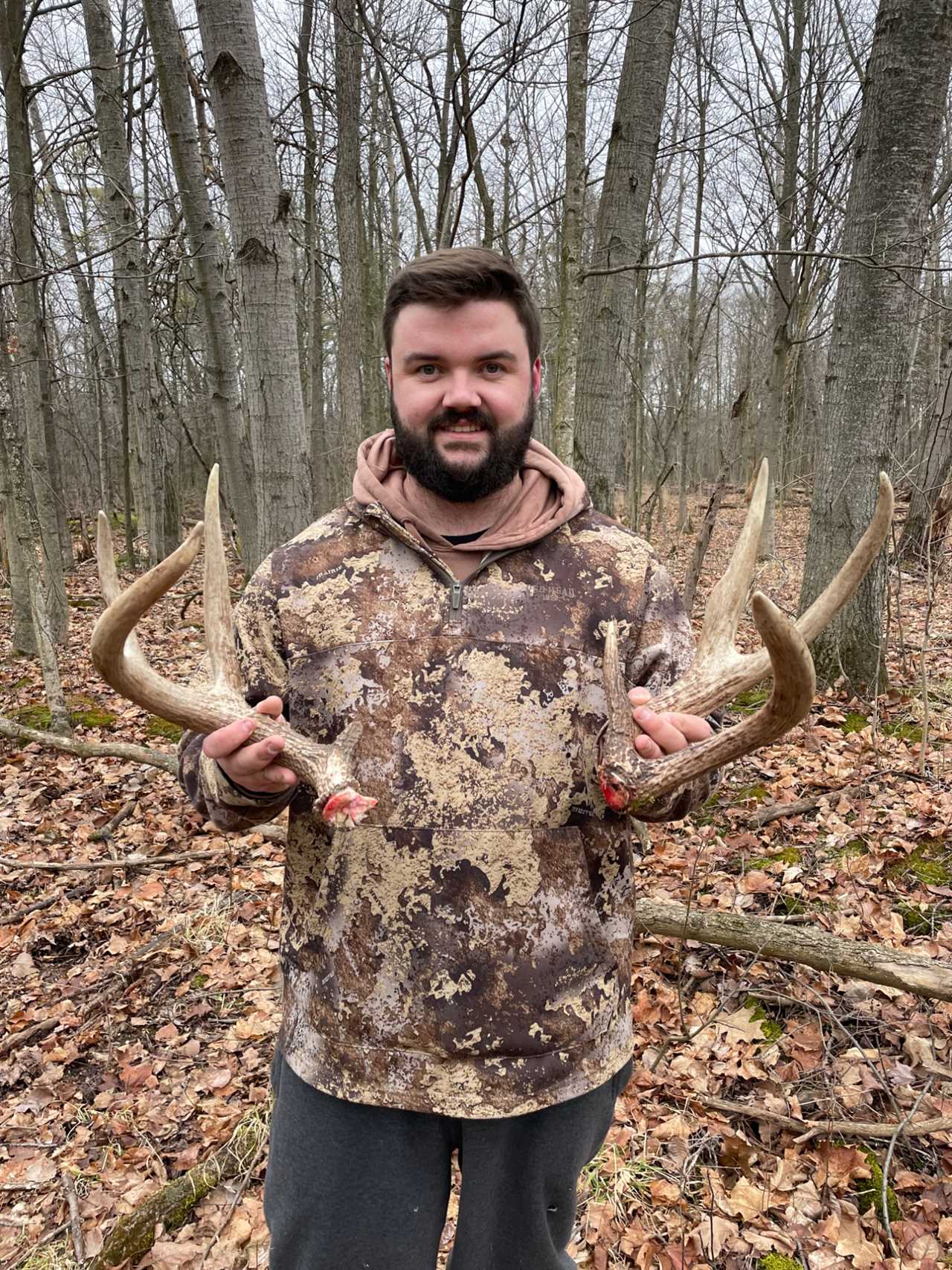 Cole Stoner with whitetail shed antlers. 