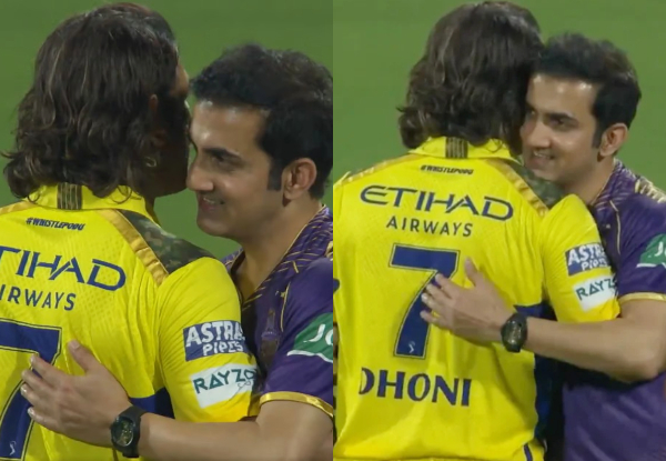 IPL 2024: MS Dhoni shares warm embrace with Gautam Gambhir, watch viral video