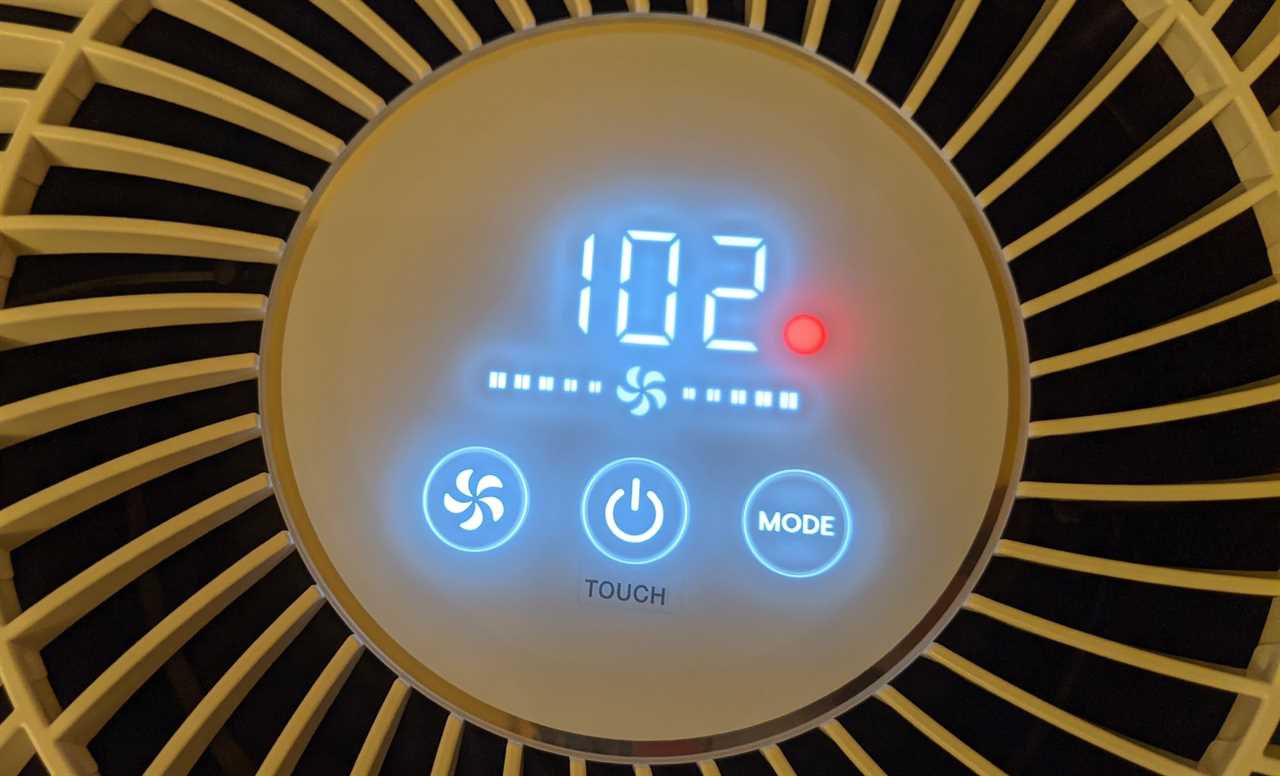 A top down look at the Iris Woozoo air purifier control panel