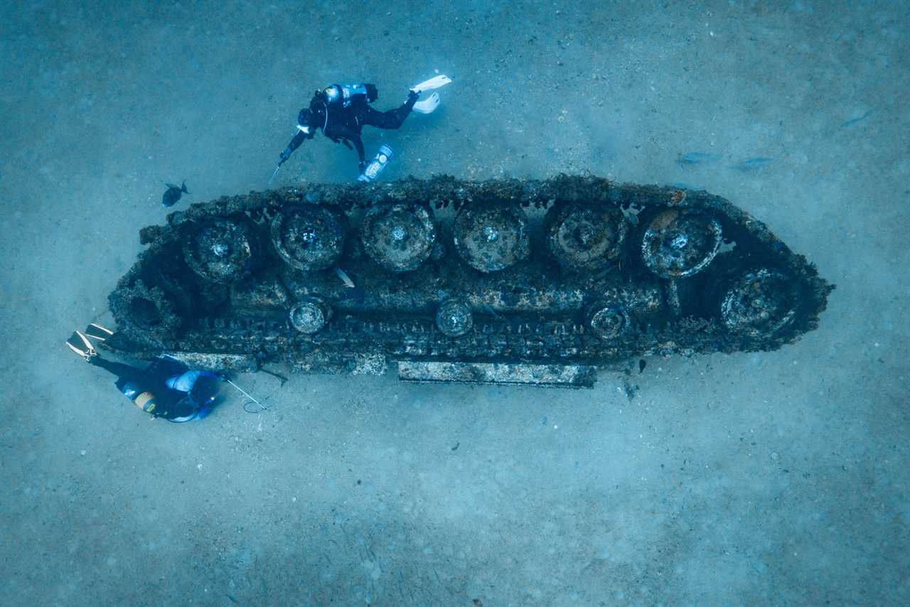 An old tank makes an artificial reef.