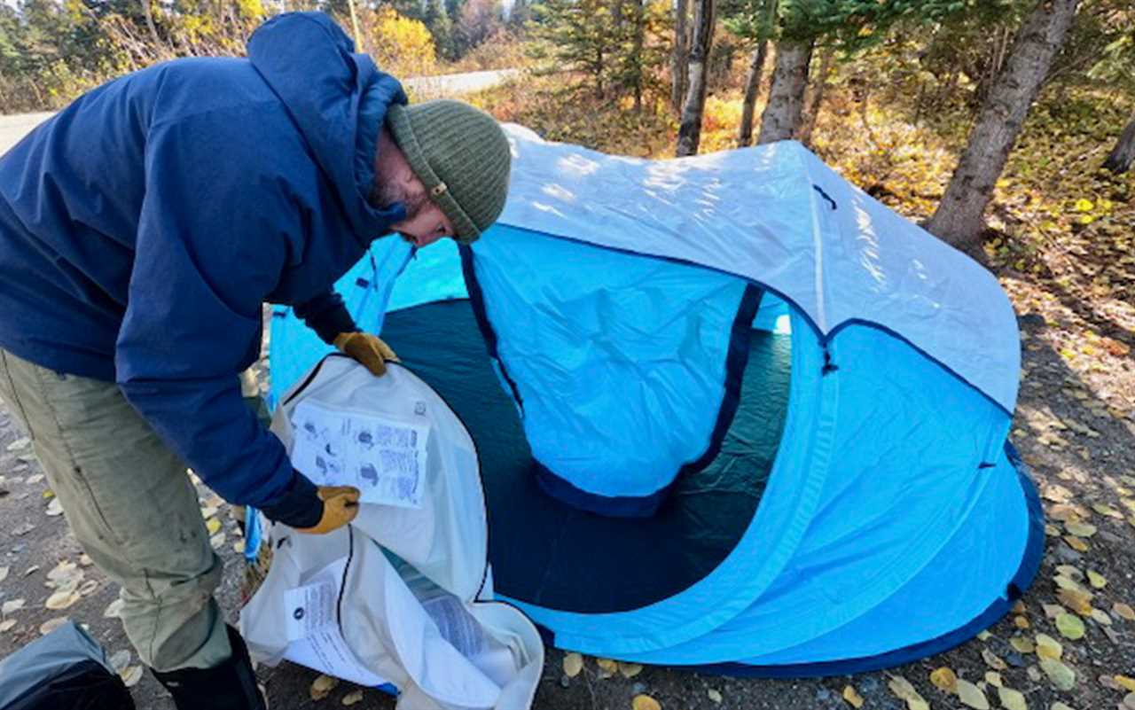 The Coleman Burst instant tent is easy to set up.