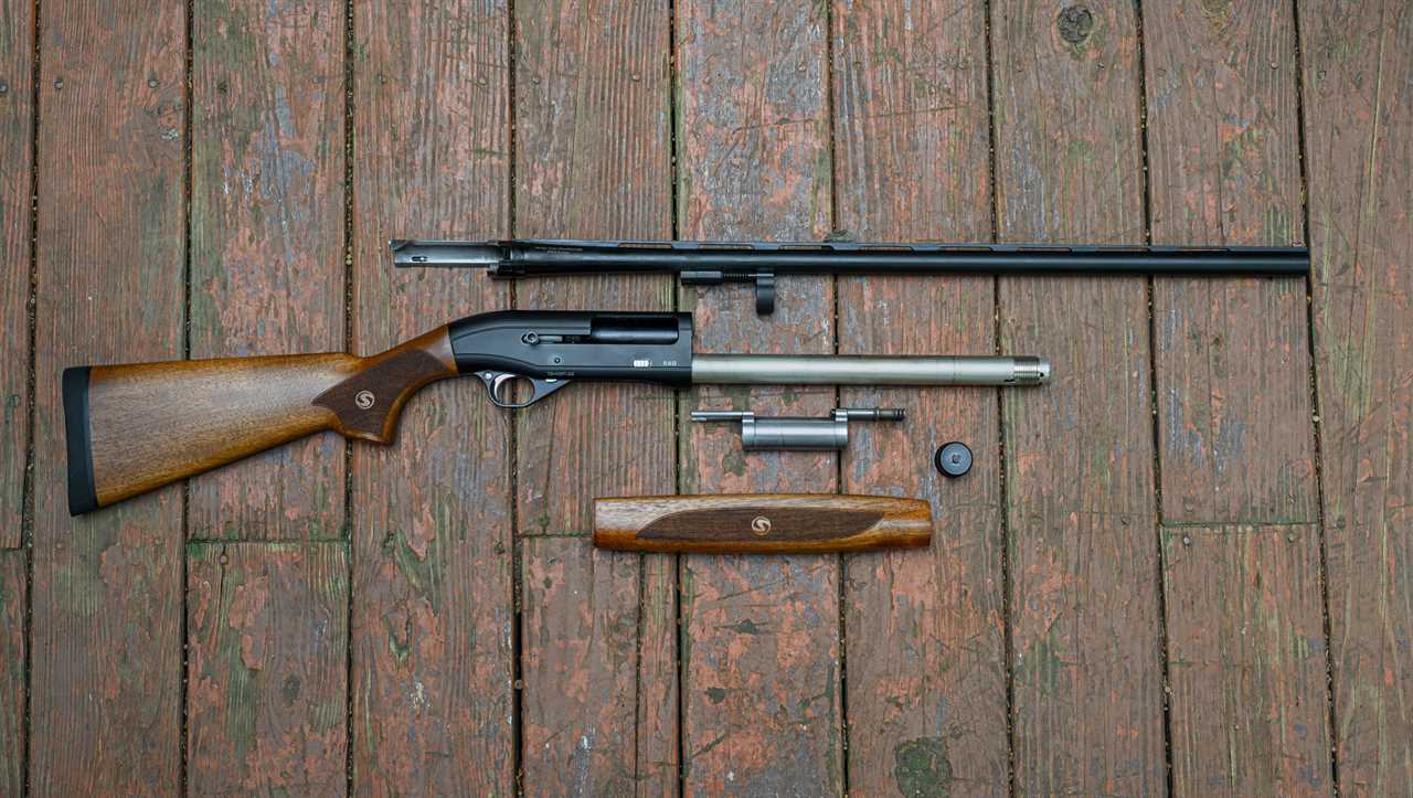 The field-stripped Stevens 560 shotgun.